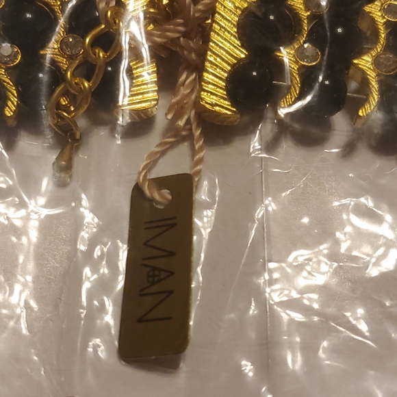 NWT, NIB IMAN designed 2tone Golden Necklace w/crystals - Picture 2 of 7